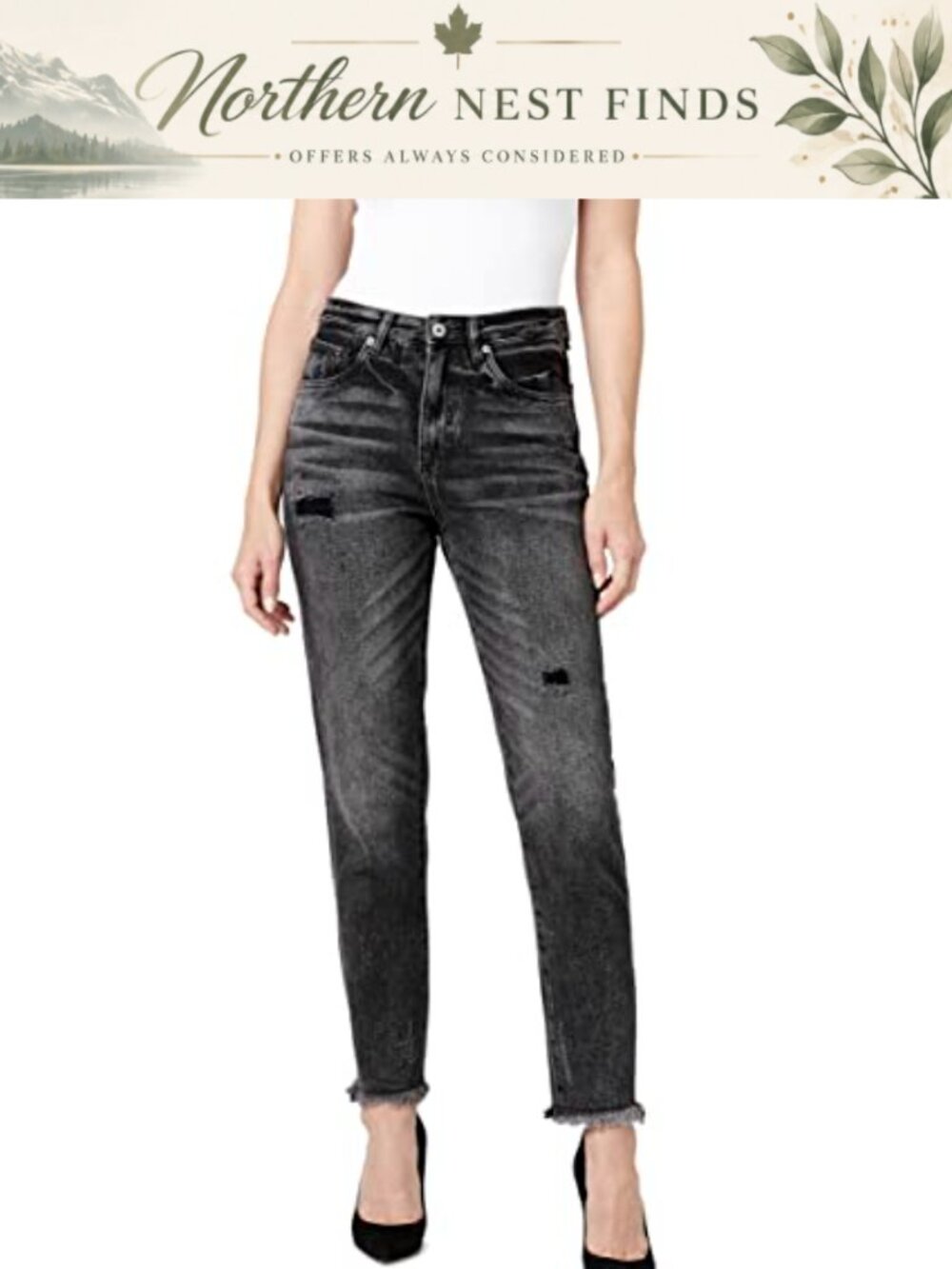 Buffalo David Bitton Margot Mid-Rise Distressed Jeans Cotton Tapered Crop
